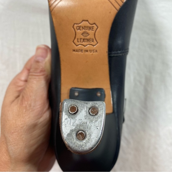 Elegant Black Women's Tap dance shoes leather size 7 square toe Strap Heels - Picture 4 of 8